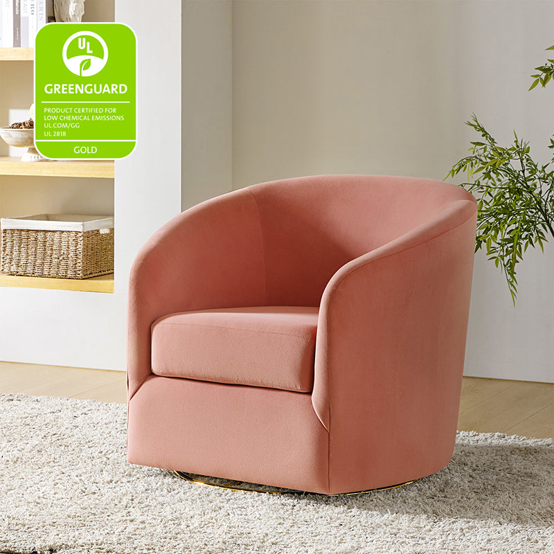Emanuela Velvet Swivel Barrel Armchair - Modern Accent Chair for Living Room, Bedroom & Office - 360° Rotating Comfortable Lounge Chair with Soft Upholstery - Perfect for Reading, Relaxing & Home Decor