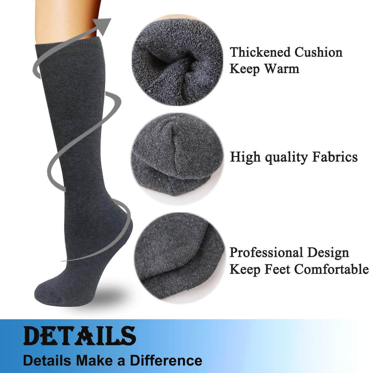 Women's Thermal Knee High Socks - Soft Cotton Winter Socks for Hiking, Work & Cold Weather | Perfect for Outdoor Activities, Office Wear & Cozy Gifts