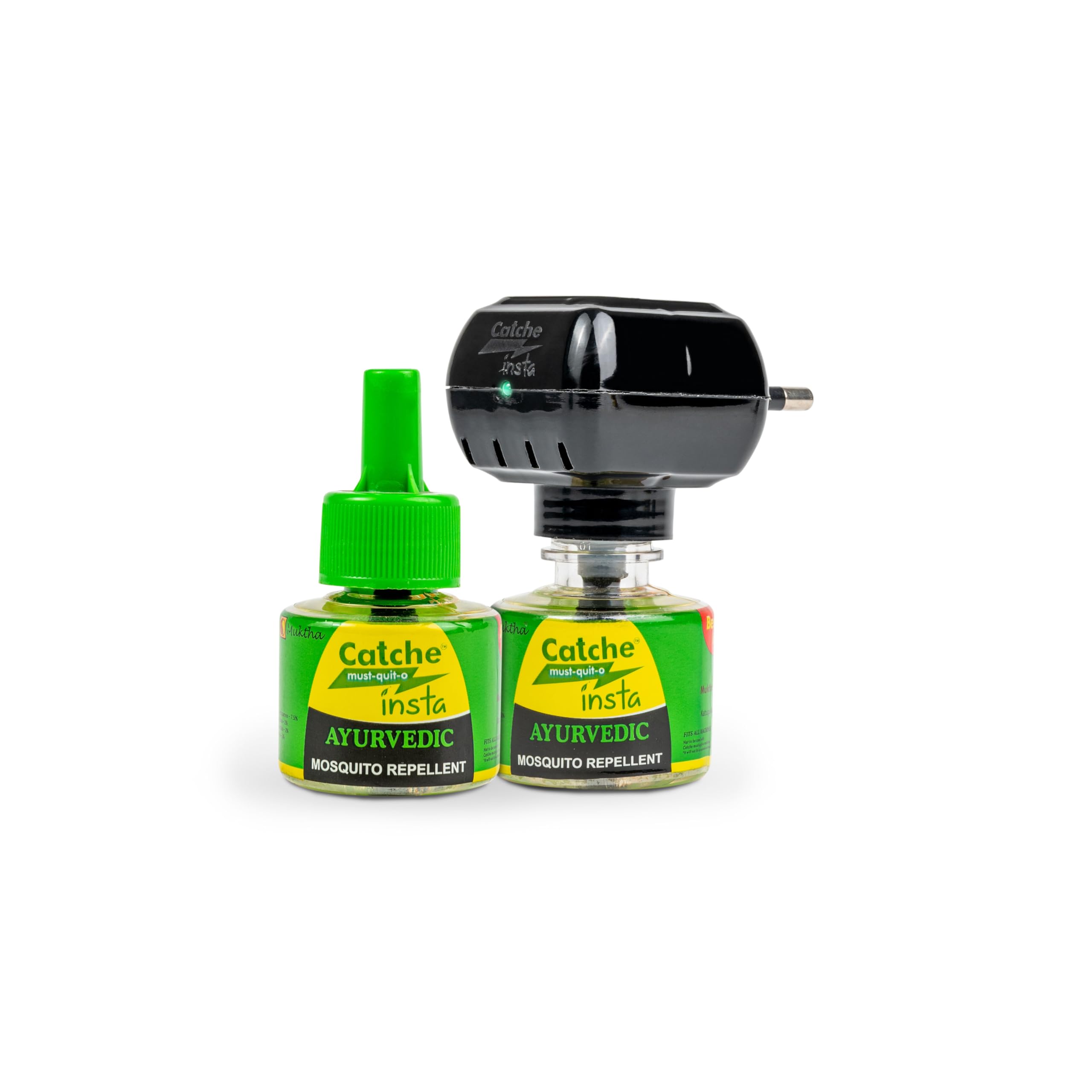 Catche Insta Mosquito Vaporizer - Natural Ayurvedic Mosquito Repellent Machine with 2 Refills (45ml Each) | Indoor & Outdoor Insect Protection for Home, Patio, Camping
