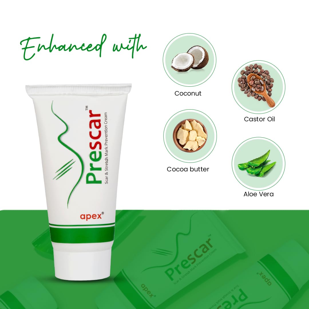 Green Milk Prescar - Scar & Stretch Mark Prevention Cream, 50gm | Fast-Absorbing Formula for Post-Surgery, C-Section & Pregnancy | Dermatologist-Tested for Sensitive Skin