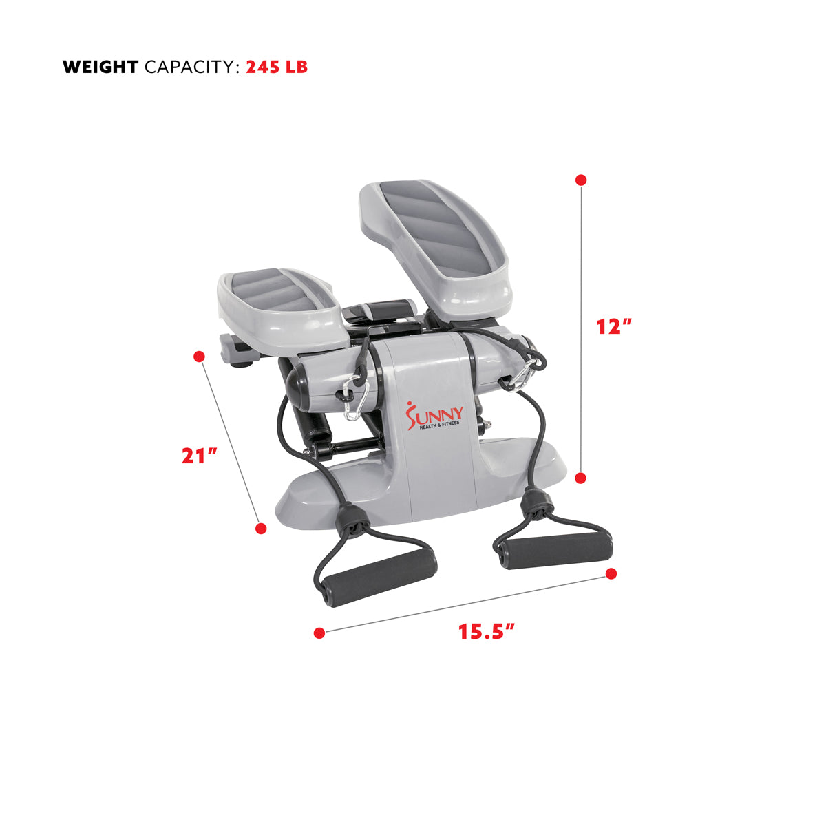 Versa Stepper Exercise Machine with Resistance Bands - Wide Non-Slip Pedals & LCD Monitor for Home Cardio Workouts, Leg Toning, and Full-Body Fitness