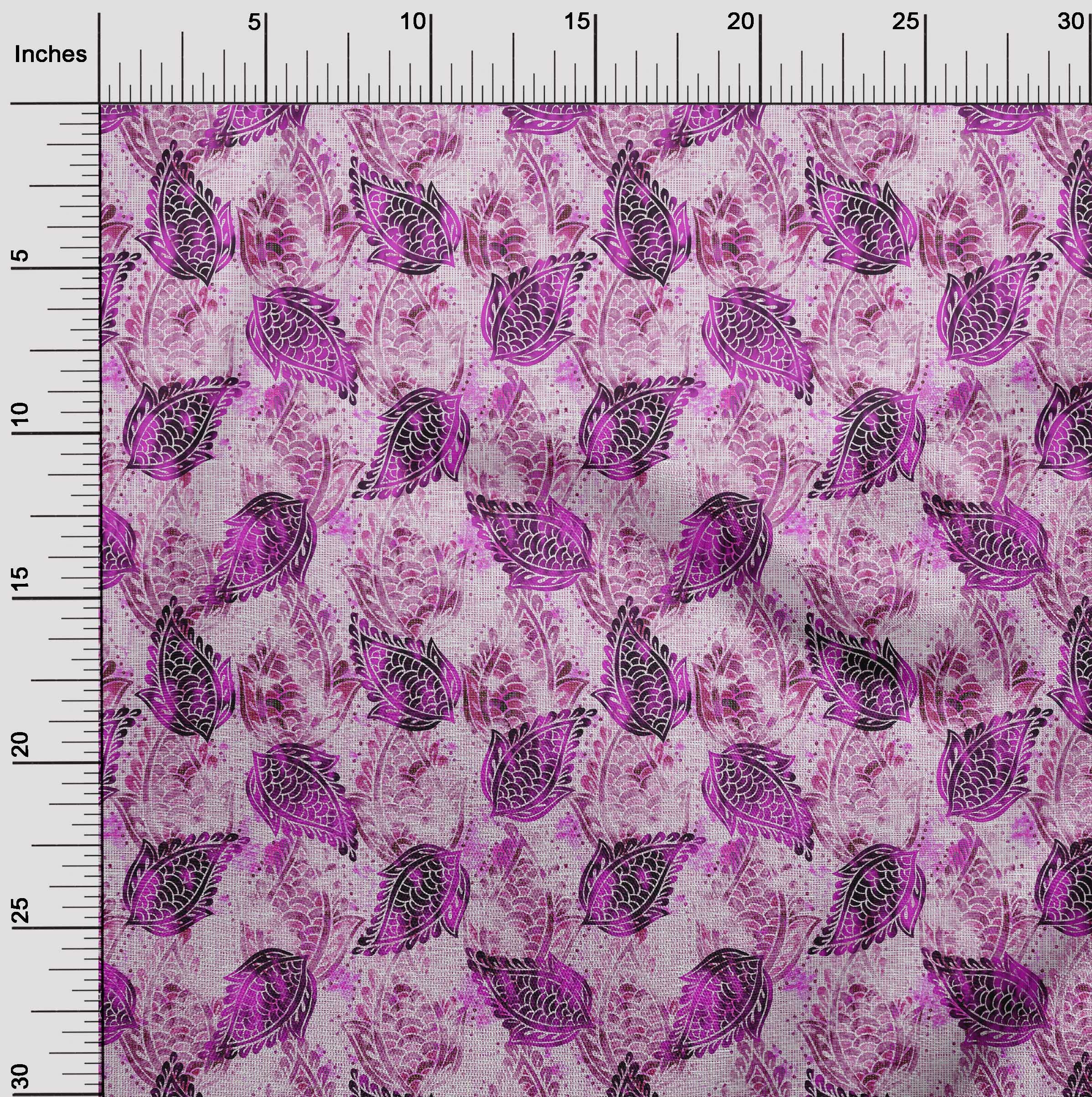 oneOone Cotton Flex Fuschia Pink Paisley Print Fabric by The Yard - 40 Inch Wide Soft Dress Material for DIY Clothing, Home Decor & Craft Projects