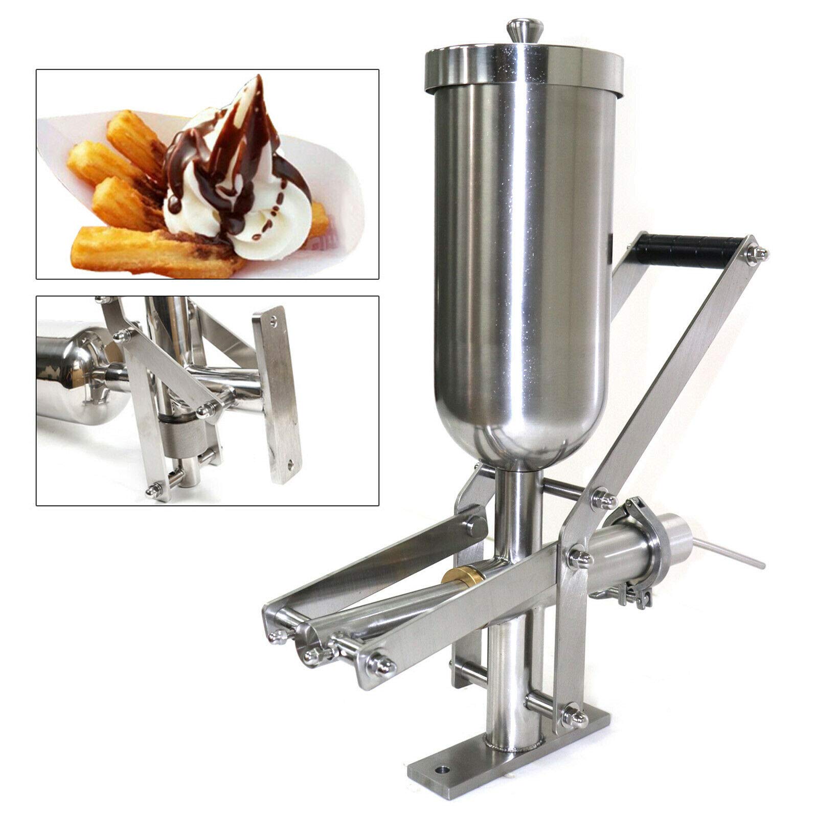 LOYALHEARTDY 5L Commercial Churros Maker Machine - Heavy Duty Stainless Steel Manual Churro Press with Modern Design (Silver) - Perfect for Restaurants, Food Trucks, and Catering Events