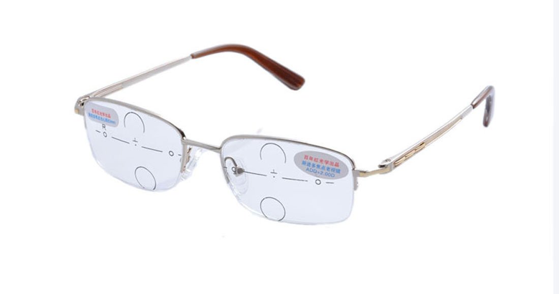 DEDING Fashion Men's Metal Progressive Reading Glasses - Silver & Gold Frame for Computer Work, Reading & Daily Use