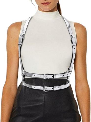 Women's High Waisted Harness Belt - Punk Rock Waist Strap with Mirror Accents for Rave, Gothic & Festival Outfits - Perfect for Concerts, Cosplay & Alternative Fashion