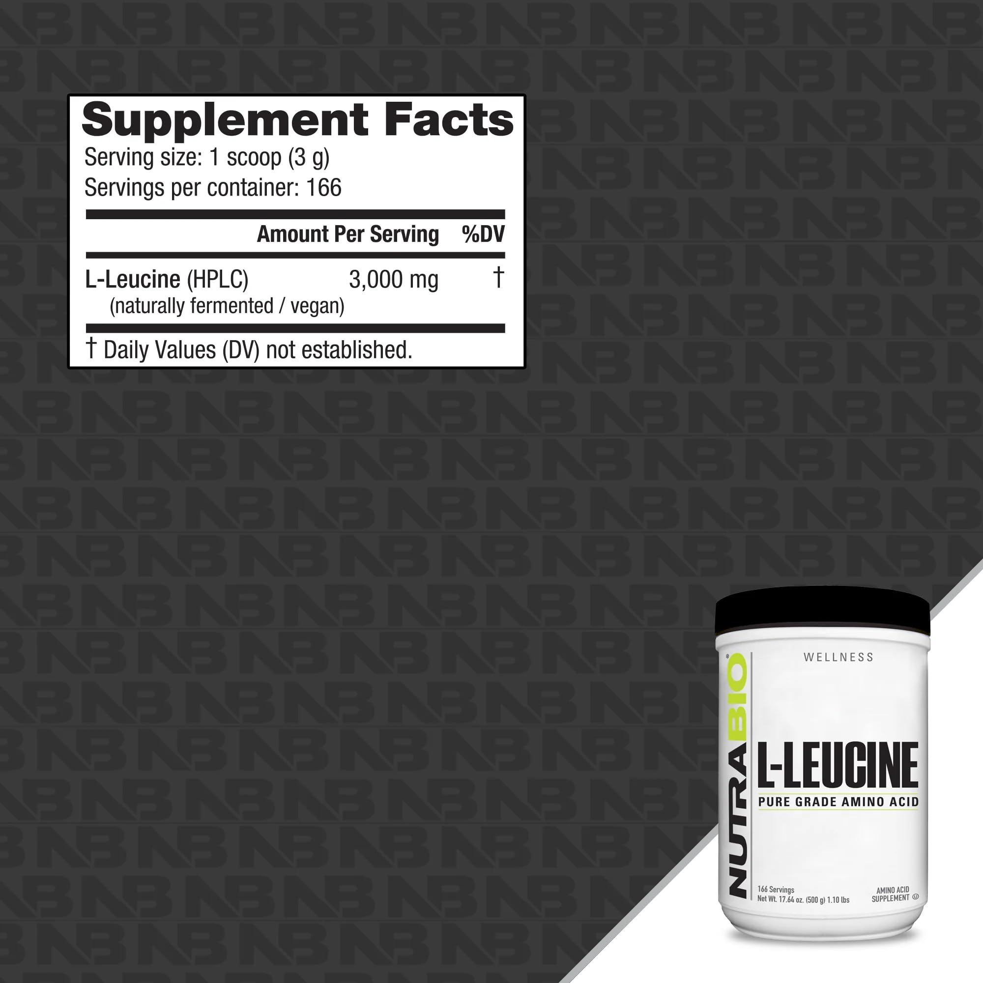NutraBio 100% Pure L-Leucine Powder - Vegan Amino Acid Supplement for Muscle Recovery & Growth - Naturally Fermented, Non-GMO, Gluten Free (500g) - Ideal for Post-Workout & Athletic Performance Support