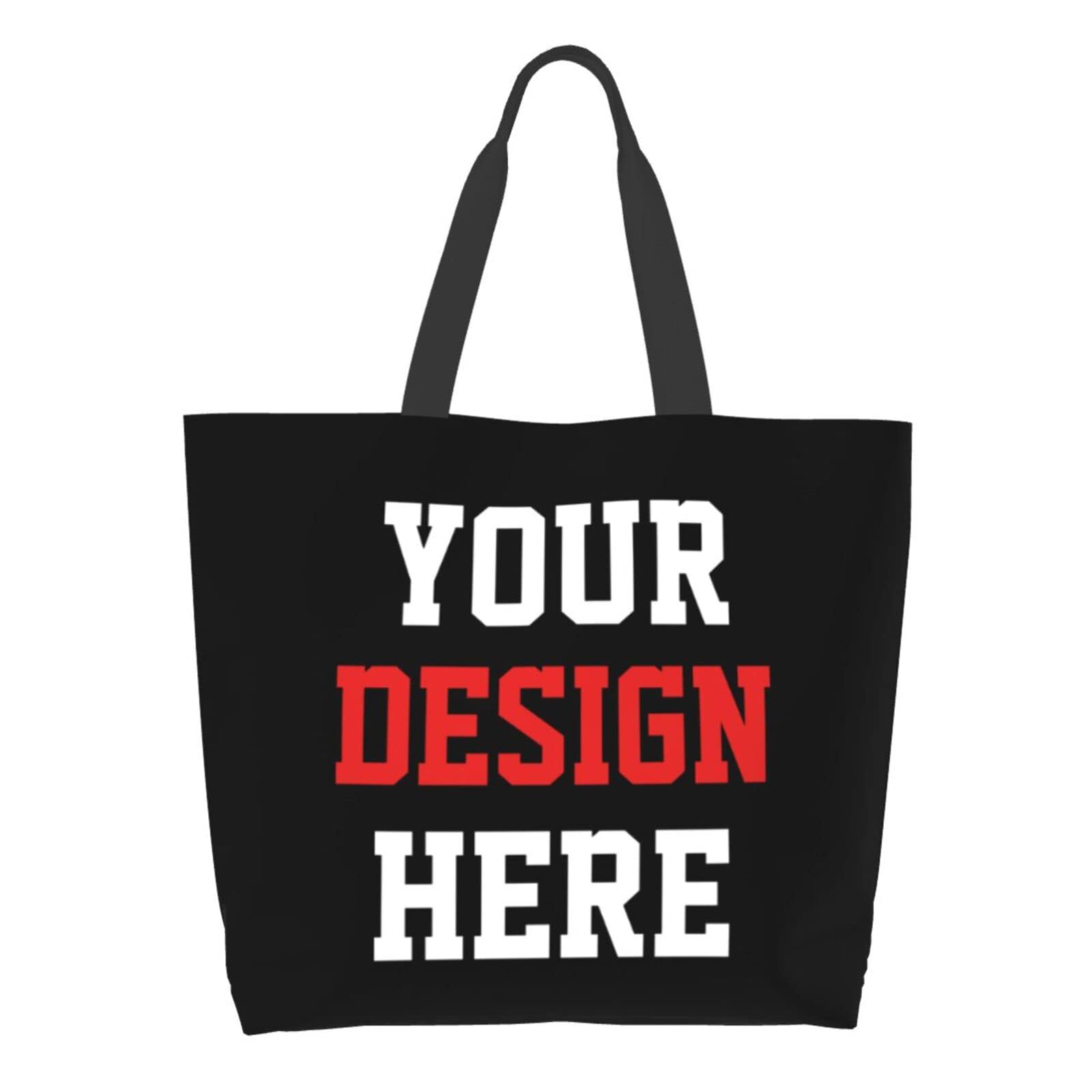Custom Tote Bags with Logo - Personalized Team Text & Picture Shoulder Bags for Women, Travel, Business, Shopping & Teacher Gifts | Durable & Stylish Reusable Grocery Bag