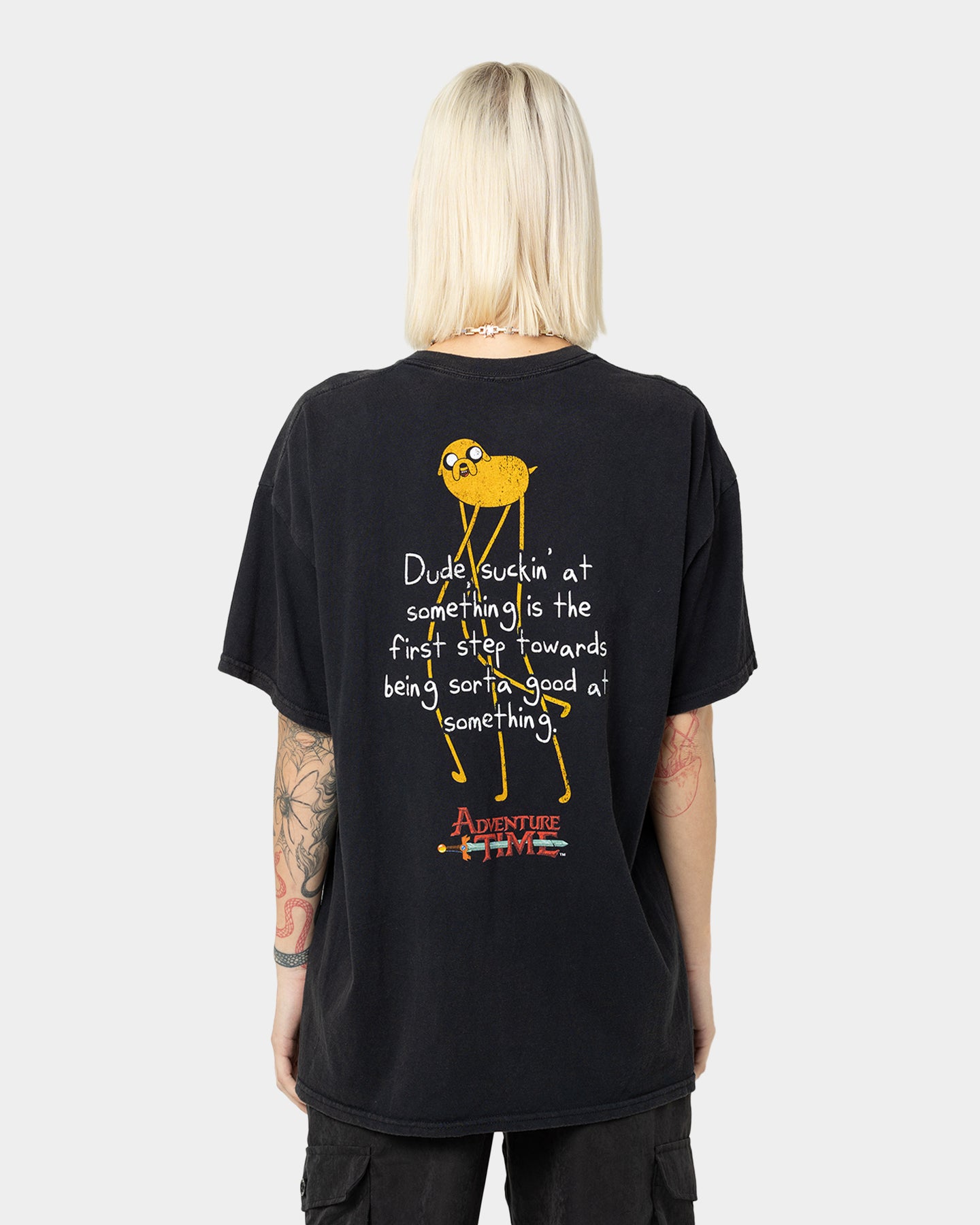 Vintage Adventure Time Jake The Dog Graphic T-Shirt - Black Wash Retro Cartoon Tee for Men & Women - Perfect for Cosplay, Casual Wear & Fan Collectibles