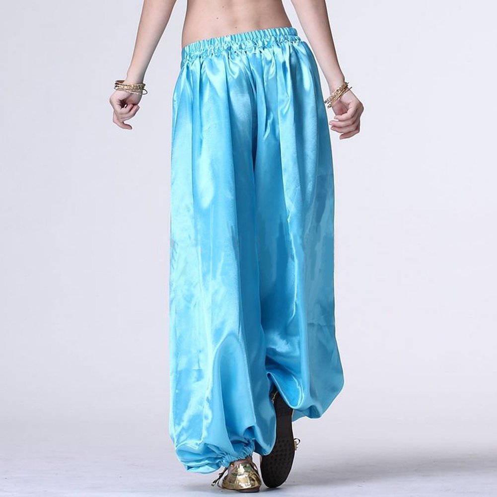 MUNAFIE Metallic Palazzo Pants for Praise Dance, Belly Dance & Carnival - Shiny Satin Wide Leg Pants for Women - Perfect for Arab Festivals, Performances & Special Occasions