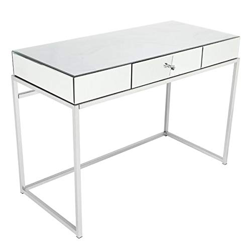 Mirrored Makeup Vanity Table Desk with Mirror - Elegant Console Table for Women, Home Office & Writing Desk | Perfect Gift Idea for Bedroom, Dressing Room & Beauty Space