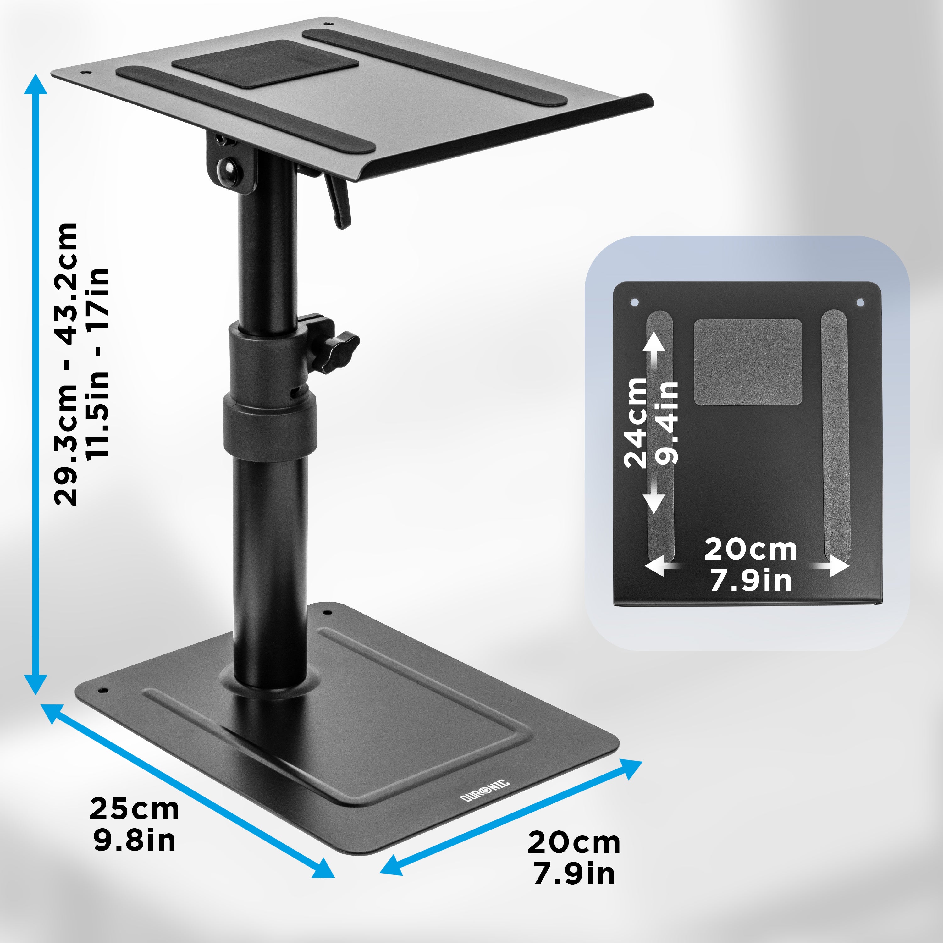Duronic SPS30 Adjustable Dual Speaker Stands - Height & Tilt Desk Mount Speaker Risers for Bookshelf Speakers, Studio Monitors & Gaming Setups | Perfect for Home Entertainment, Music Production & Professional Presentations