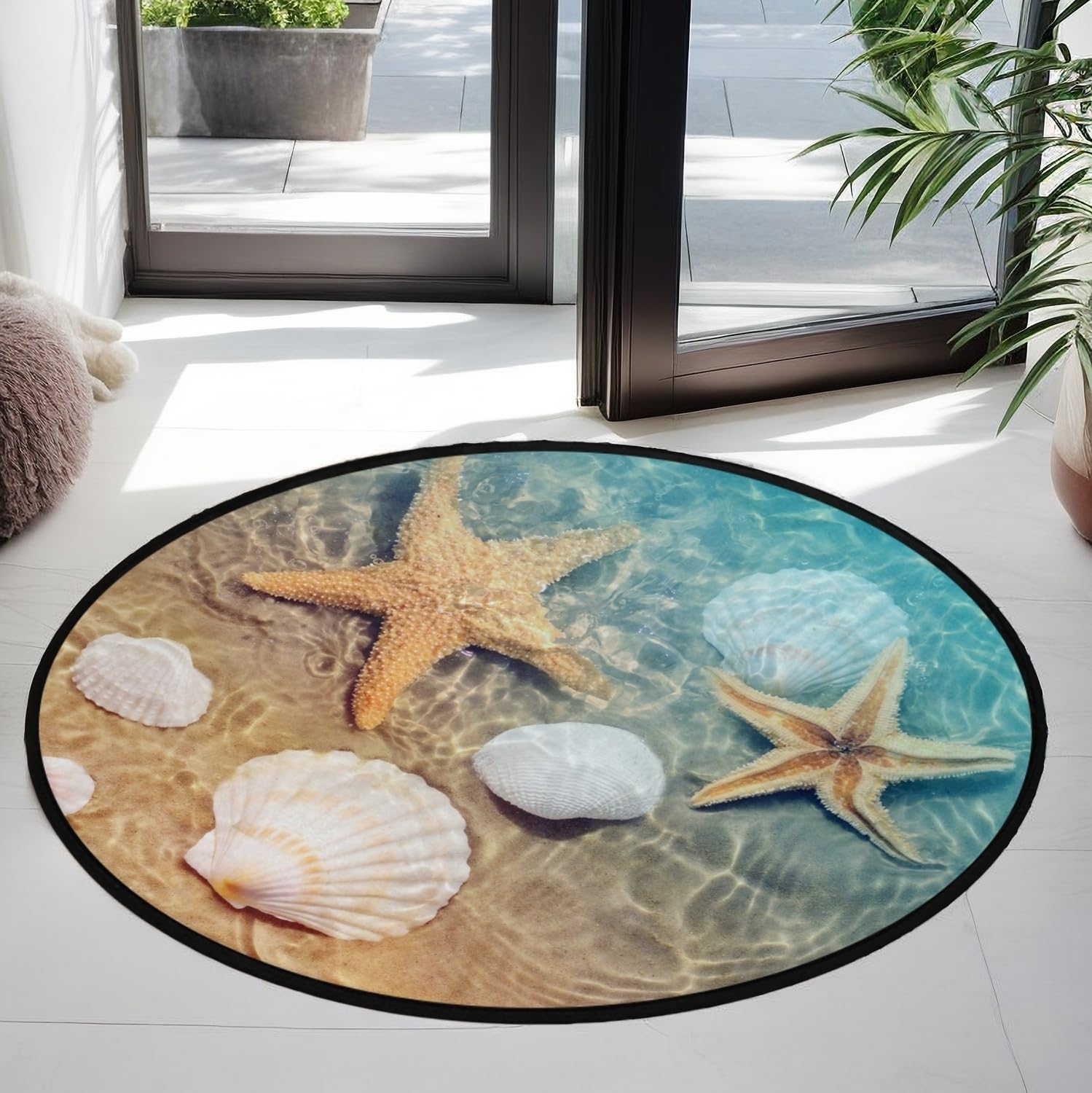 Non-Slip 3FT Round Area Rug - Soft Washable Indoor Floor Mat for Bedroom, Kitchen, Bathroom, Nursery, Living Room, Home Office & Hallway | Perfect for Beach House Decor, Cozy Home Accent & High-Traffic Areas