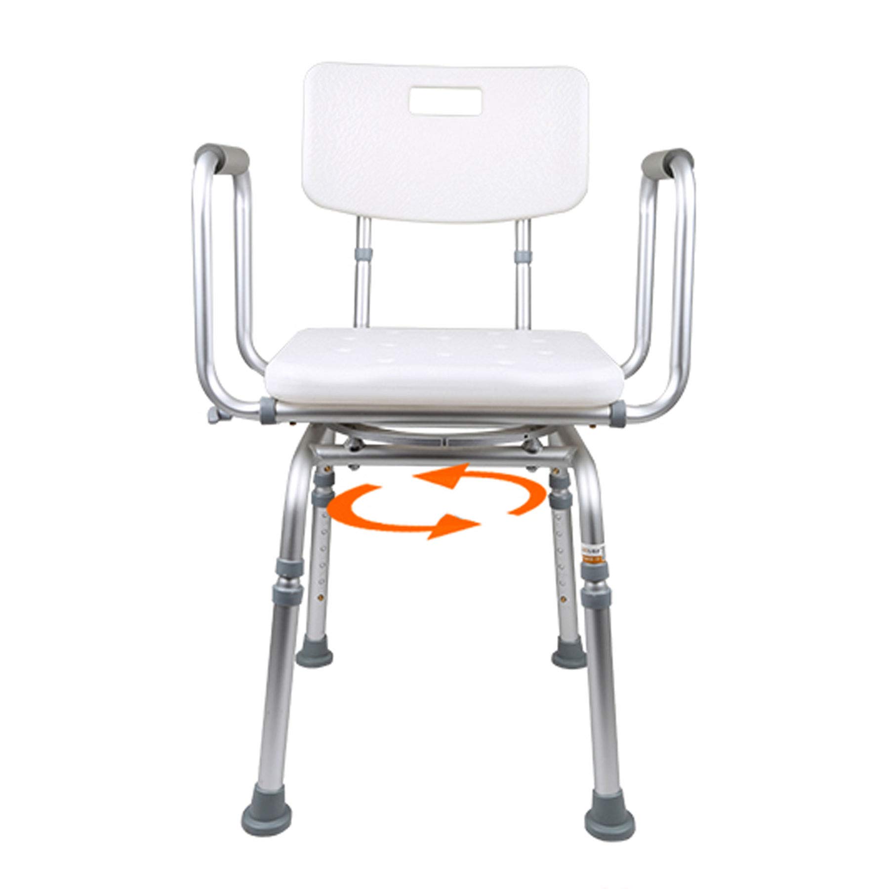 Heavy Duty Swivel Shower Chair for Elderly & Disabled - 360° Rotating Bath Seat with Easy Assembly - White - Ideal for Seniors Safety & Assisted Bathing in Home Care