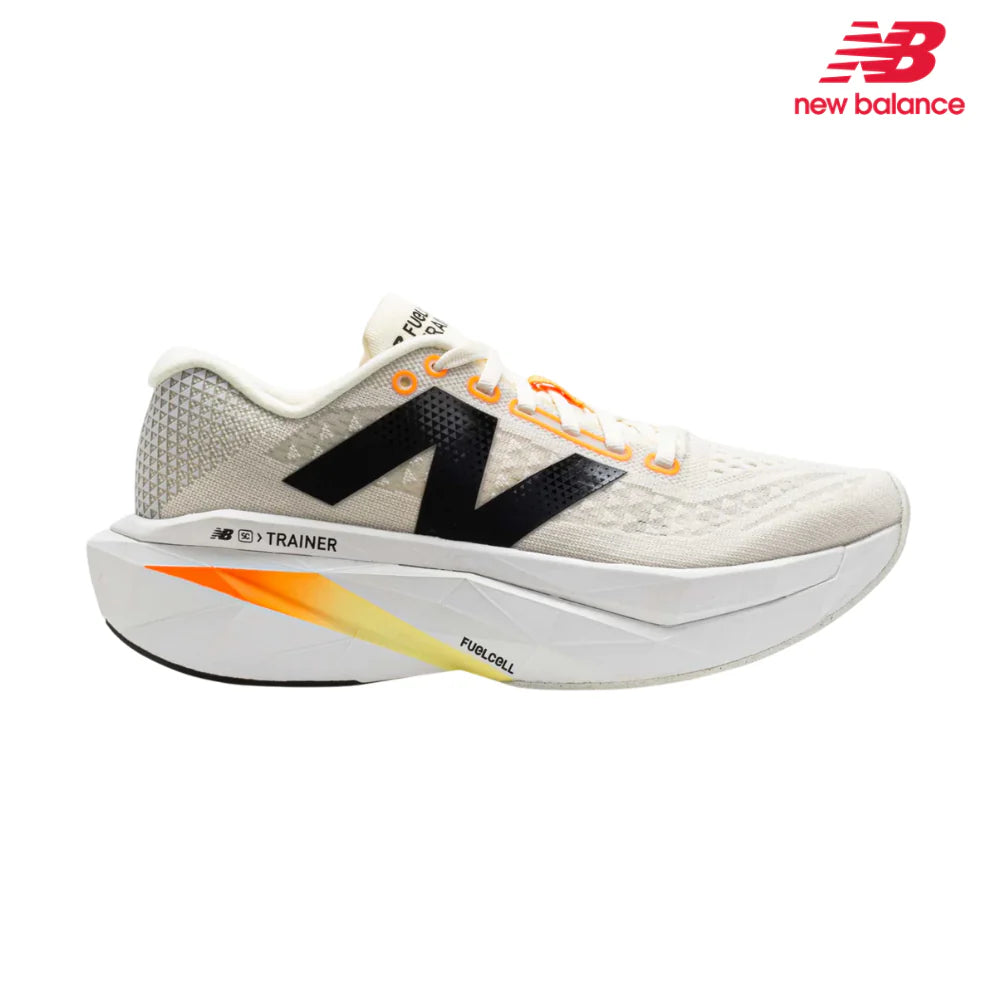 New Balance Men's FuelCell SuperComp Trainer v3 Running Shoes - Angora/Hot Mango/Black | Lightweight Cushioned Sneakers for Marathon Training & Road Running