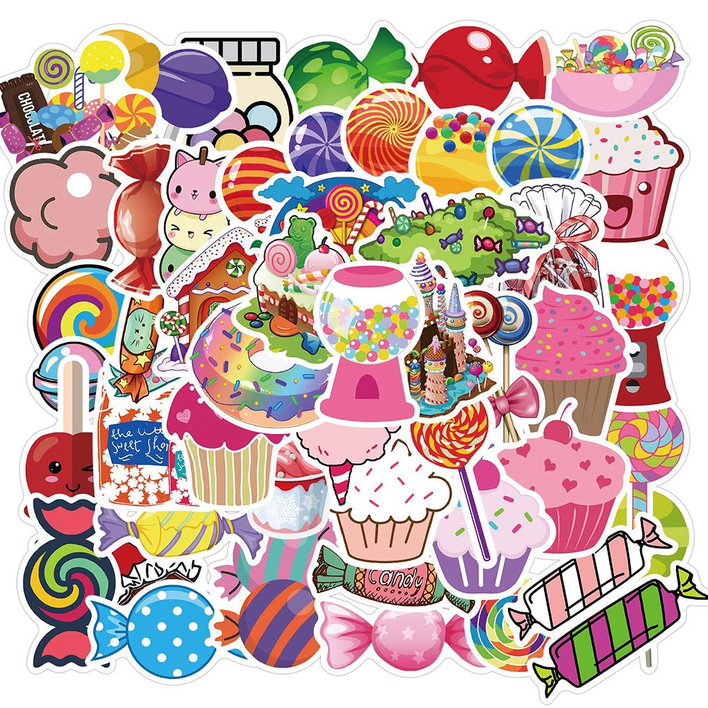 50 Pcs Waterproof Sweet Candy Graffiti Stickers - DIY Decals for Laptop, Water Bottle, Skateboard, Phone, Car, Guitar | Fun Decoration for Christmas, Stationery, Tumbler Cups & More