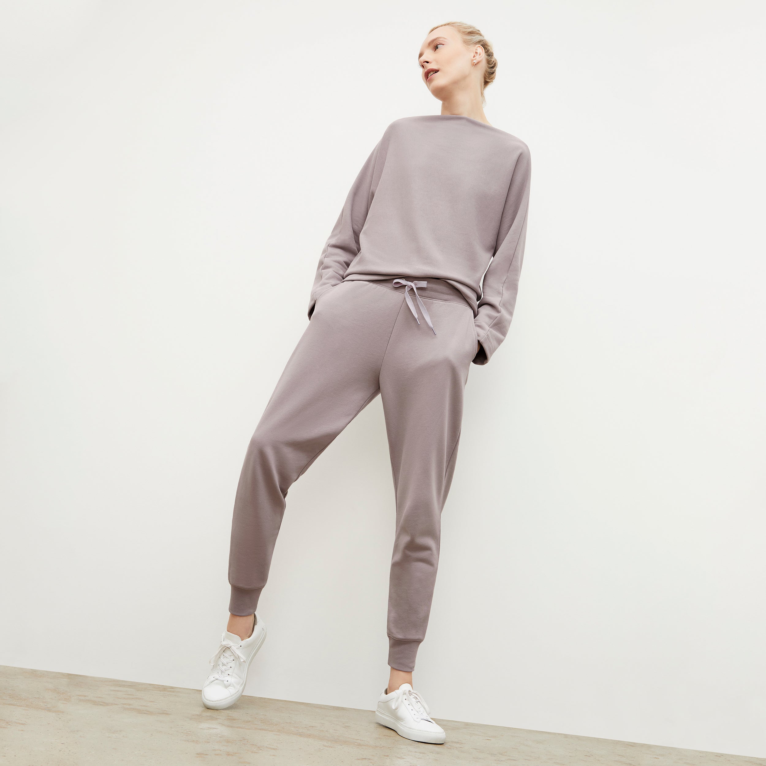 Joni Jogger French Terry Sweatpants for Women - Soft Wisteria Purple Lounge Pants | Perfect for Yoga, Running, and Relaxing at Home