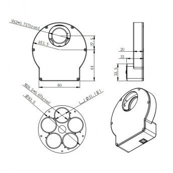 EFW Mini Electronic Five Position Filter Wheel 1.25/31mm - High Precision Filter Changer for Astronomy & Microscopy - Perfect for Astrophotography, Microscopic Imaging & Scientific Research