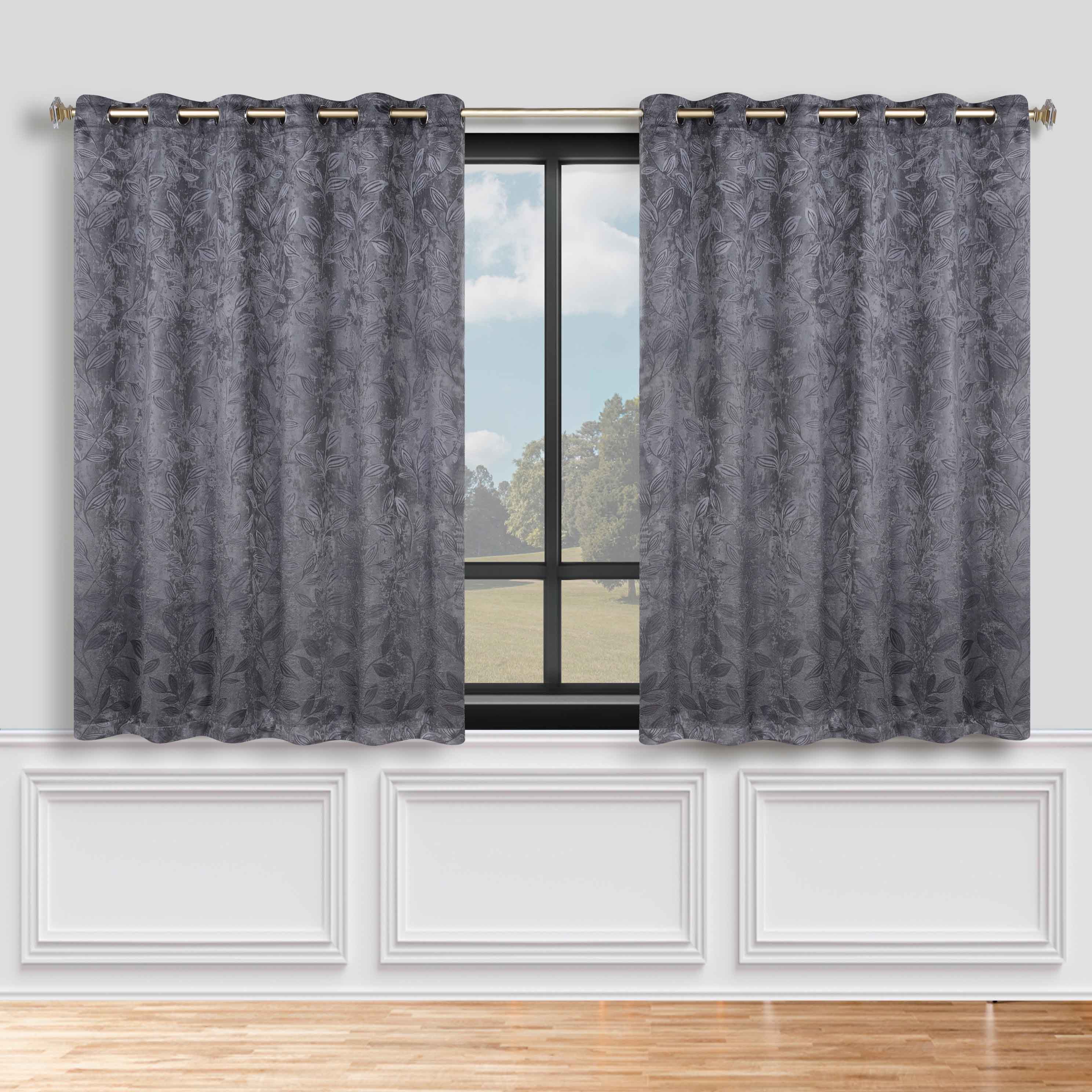 Leaves Grommet Blackout Curtains Set of 2 - Thermal Insulated Room Darkening Drapes for Bedroom & Living Room - Noise Reducing Window Treatment for Home Decor