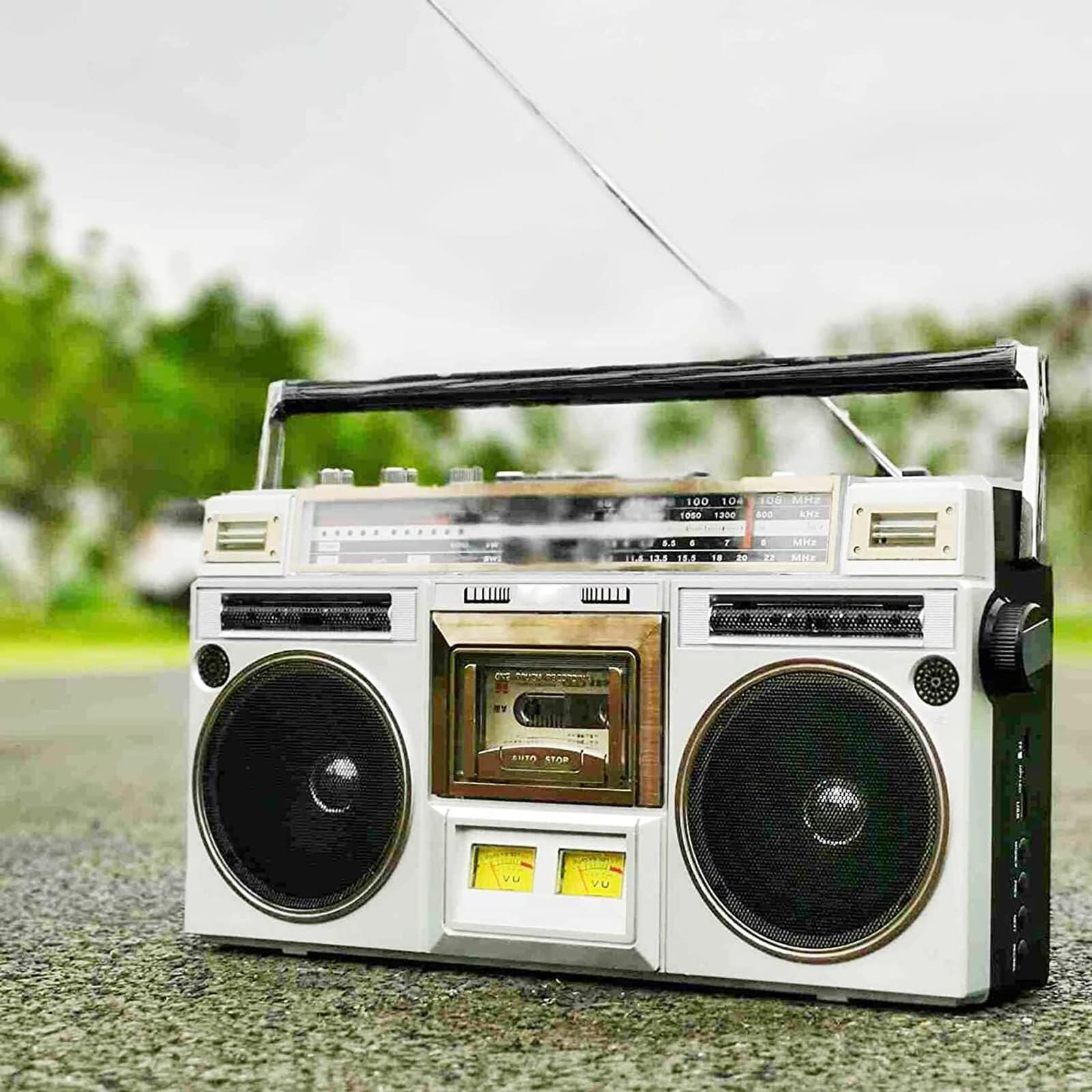 TAKUNE Portable AM/FM Radio with Cassette Player - Bluetooth Boombox with Built-in Stereo Speakers, Compatible with Smartphones & Tablets - Perfect for Home, Office, and Outdoor Use