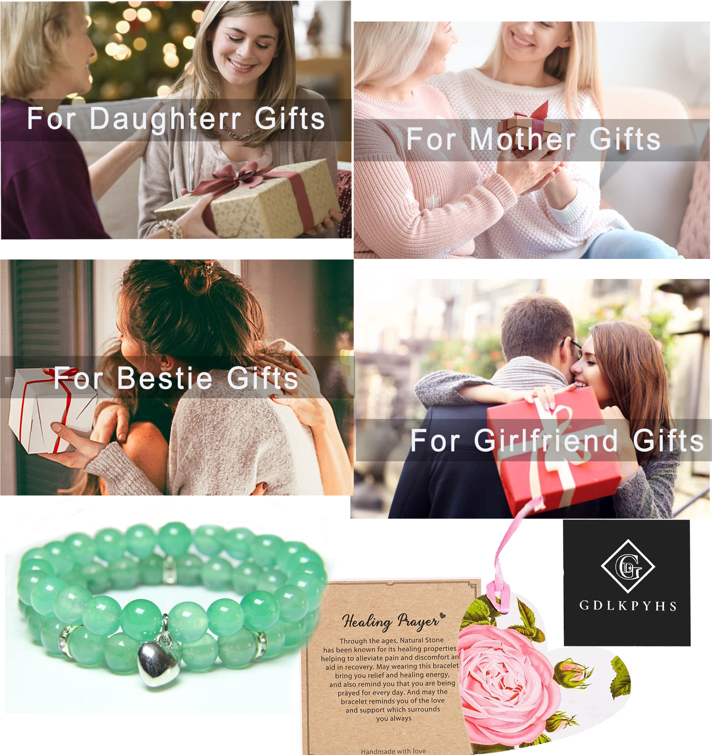 Healing Bracelets for Women - 8mm Green Aventurine Crystal Bracelet with Natural Stone Beads for Stress Relief, Yoga & Meditation | Spiritual Wellness Jewelry, Get Well Soon Gift for Her | Perfect for Daily Wear, Energy Healing & Positive Vibes