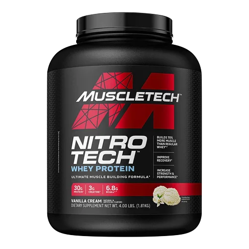 Nitro Tech Premium Whey Protein Powder - Muscle Recovery & Growth Supplement for Athletes & Bodybuilders | Post-Workout & Fitness Nutrition