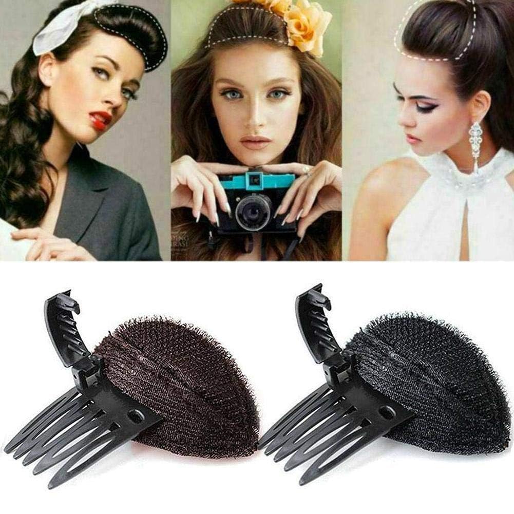 1Pc Black Puff Hair Cushion with Clips - Fluffy Sponge Bun Comb Bump It Up Hair Base Set for Women & Girls - DIY Hairstyling Tools & Hair Accessories - Perfect for Volume Boost, Updos, and Special Occasions