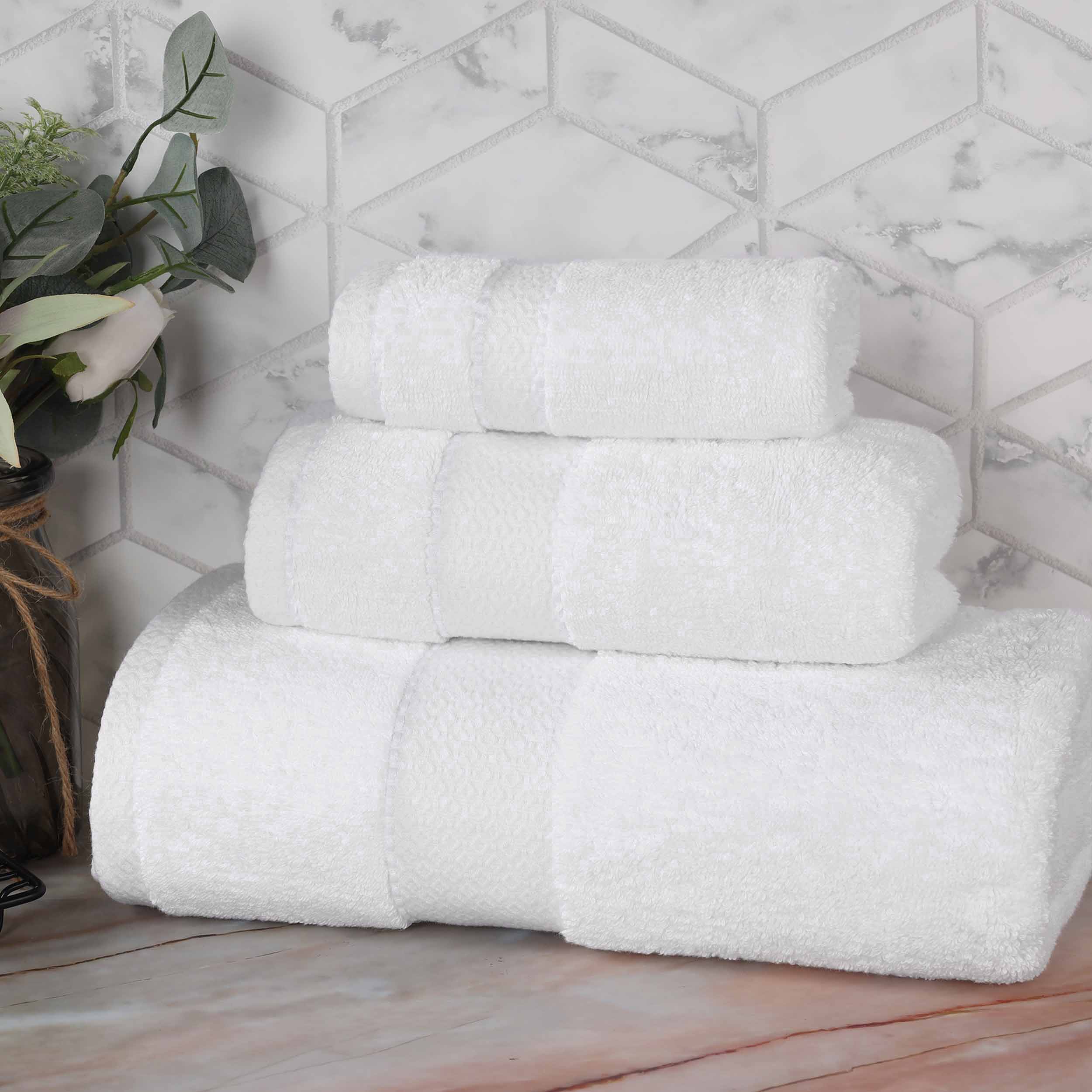 Premium 3-Piece Giza Cotton Towel Set - Ultra Absorbent & Soft Egyptian Dobby Weave - Perfect for Bath, Spa & Luxury Home Decor