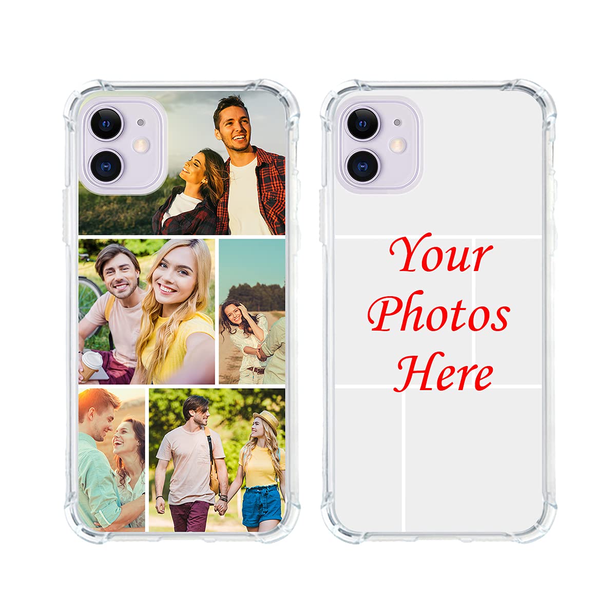 Custom iPhone 11 Phone Case with Multi-Photo Design | Shock-Absorbing TPU Bumper Protection | Clear Protective Cover for Everyday Use, Travel & Special Occasions
