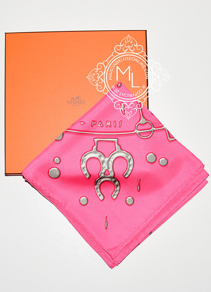 Authentic Hermes Pink Twilly Silk Scarf 90cm - Cheval Fusion Design for Women | Perfect for Gift, Fashion Accessory & Special Occasions