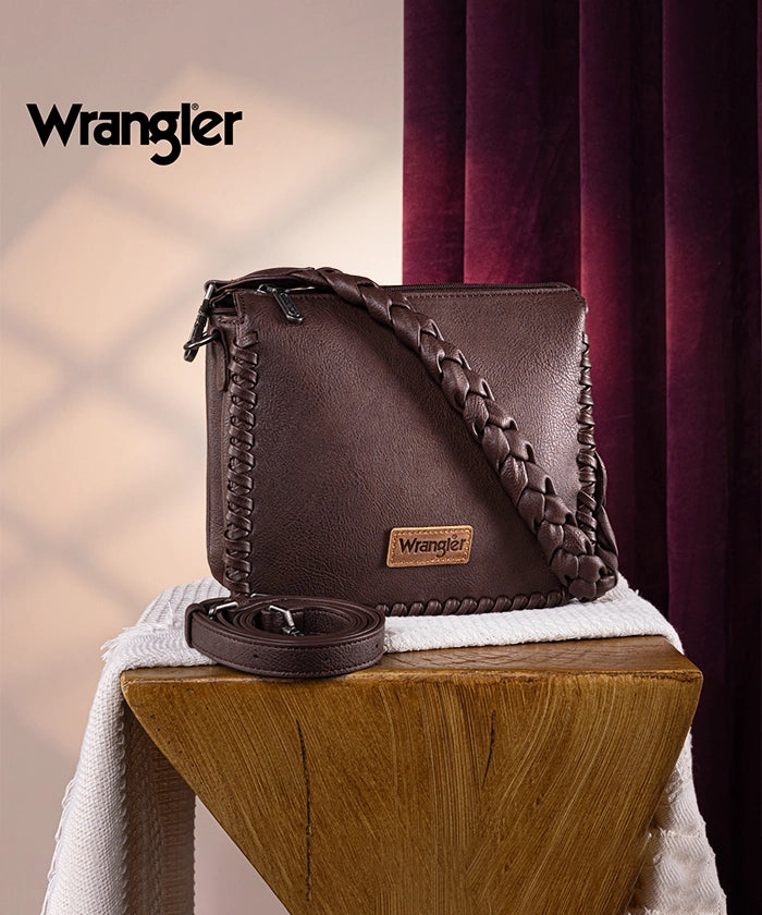 Wrangler Braided Crossbody Bag for Women - Stylish Leather Shoulder Purse with Adjustable Strap, Perfect for Travel, Shopping & Everyday Use