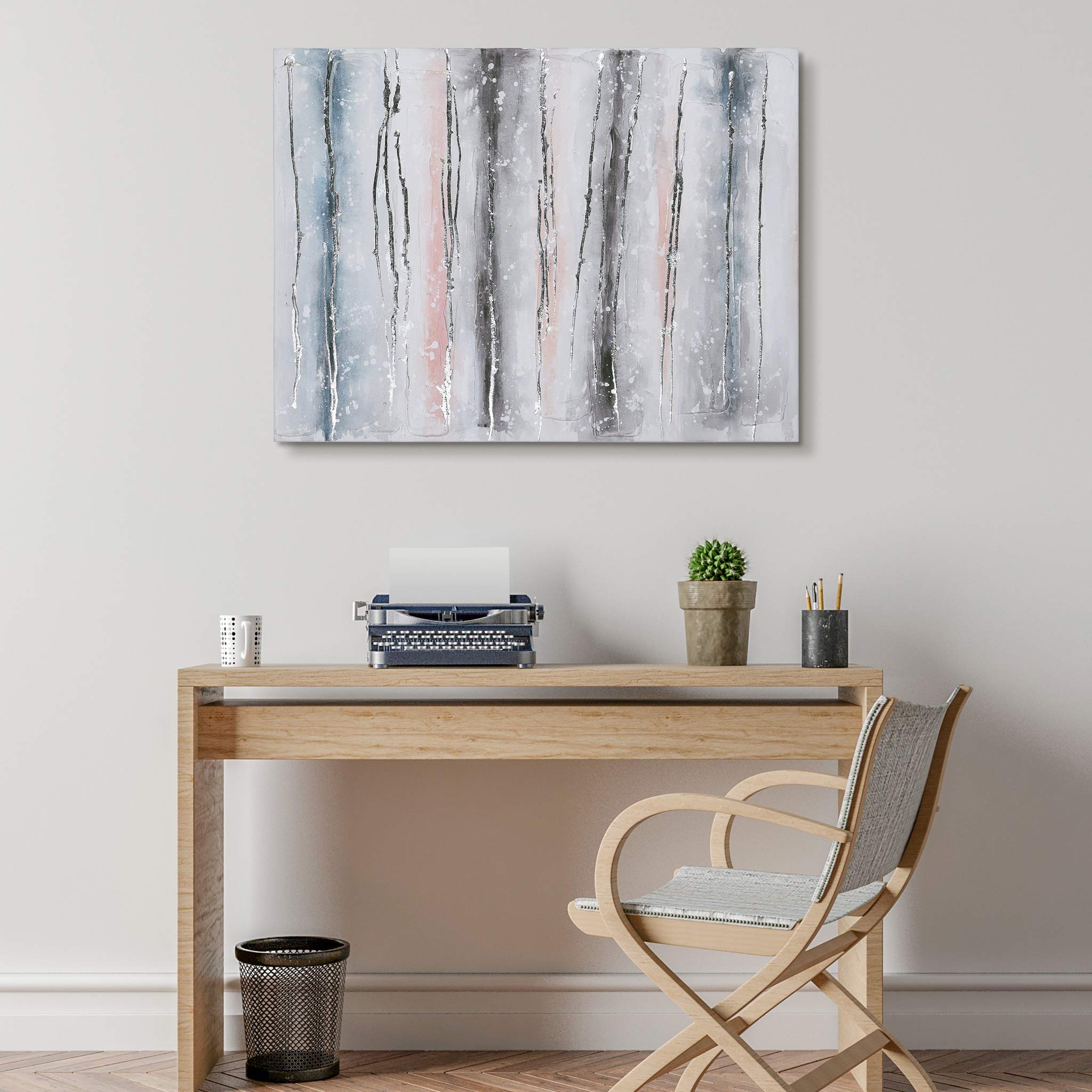 Martin Edwards Hand Painted Abstract Wall Art - Textured Blue Roads Canvas Painting 40x30 Inches, Unframed Modern Home Decor for Living Room, Bedroom & Office