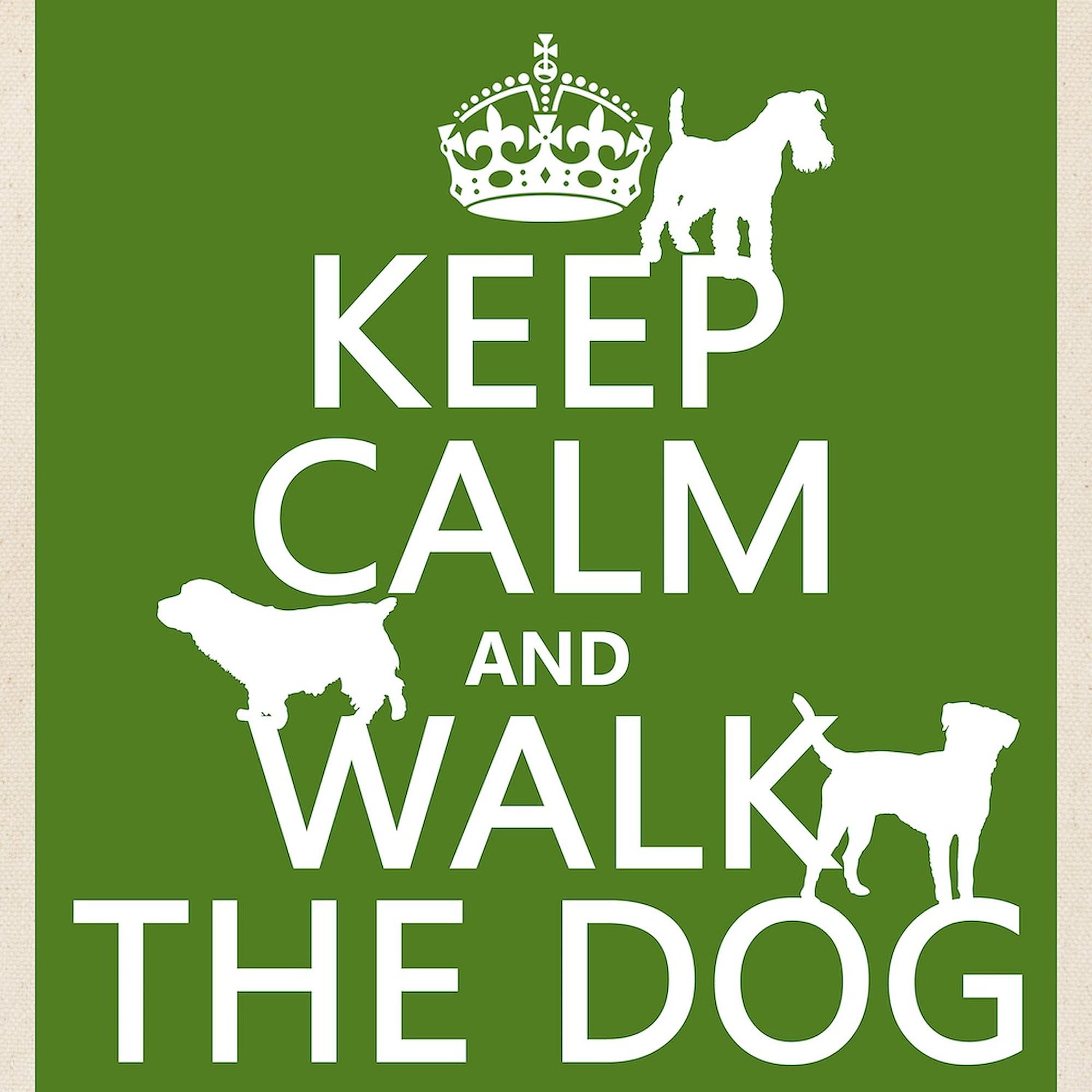 Keep Calm And Walk The Dog Tote Bag - Natural Canvas Reusable Shopping Bag for Groceries, Beach & Daily Use