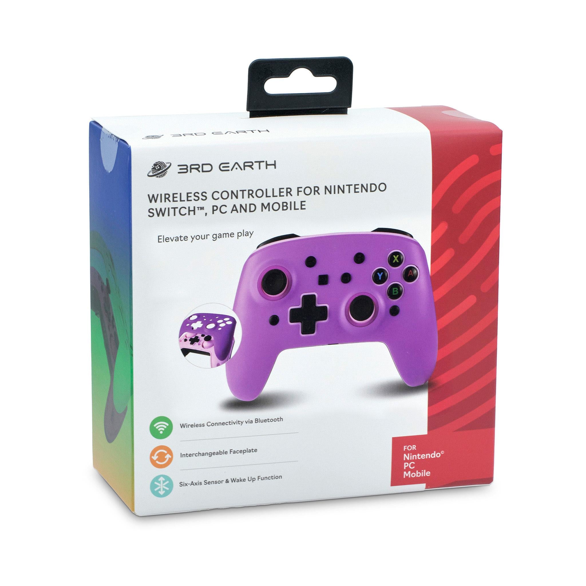3rd Earth Wireless Switch Controller with Interchangeable Face Plates (Pink & Purple) - Perfect for Nintendo Switch Gaming, Multiplayer Sessions & Travel