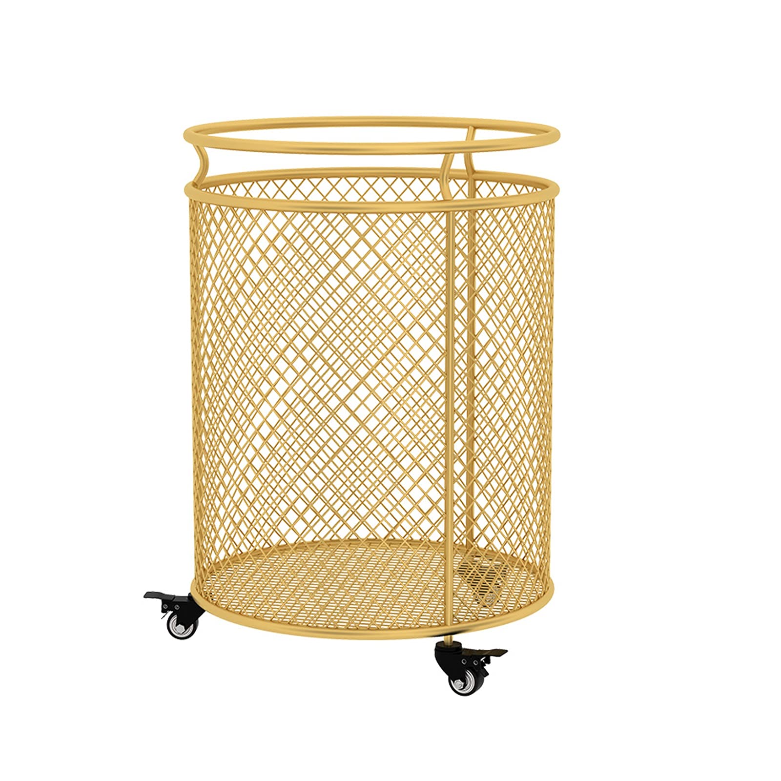 OMIDM Wrought Iron Gold Laundry Hamper Basket - Circular Grid Design for Bathroom, Bedroom & Nursery - Perfect for Clothes, Toys & Home Organization Storage