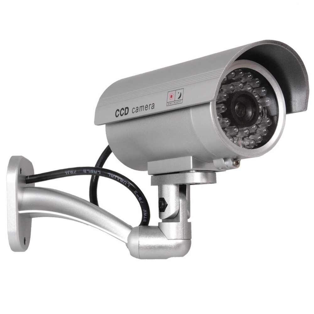 Maclean IR9000 Outdoor Security Camera - Dummy Alarm System with Waterproof LED Video Surveillance (Silver) | Ideal for Home, Office & Business Security Monitoring
