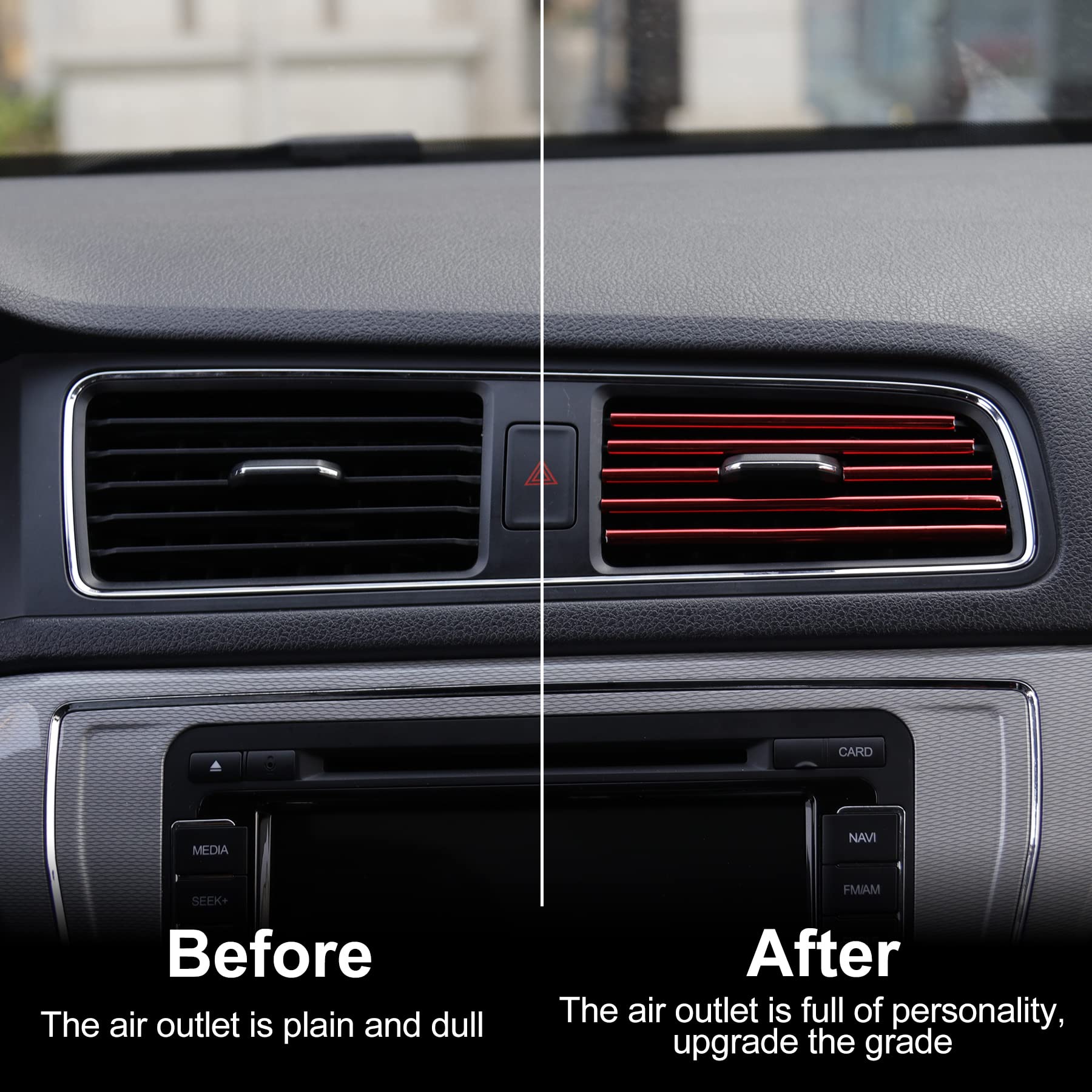 SINGARO 20PCS Flexible Car AC Vent Decorative Strips - Universal Fit for Most Vehicles, DIY Air Vent Accessories (Red) - Upgrade Your Car Interior Style & Comfort