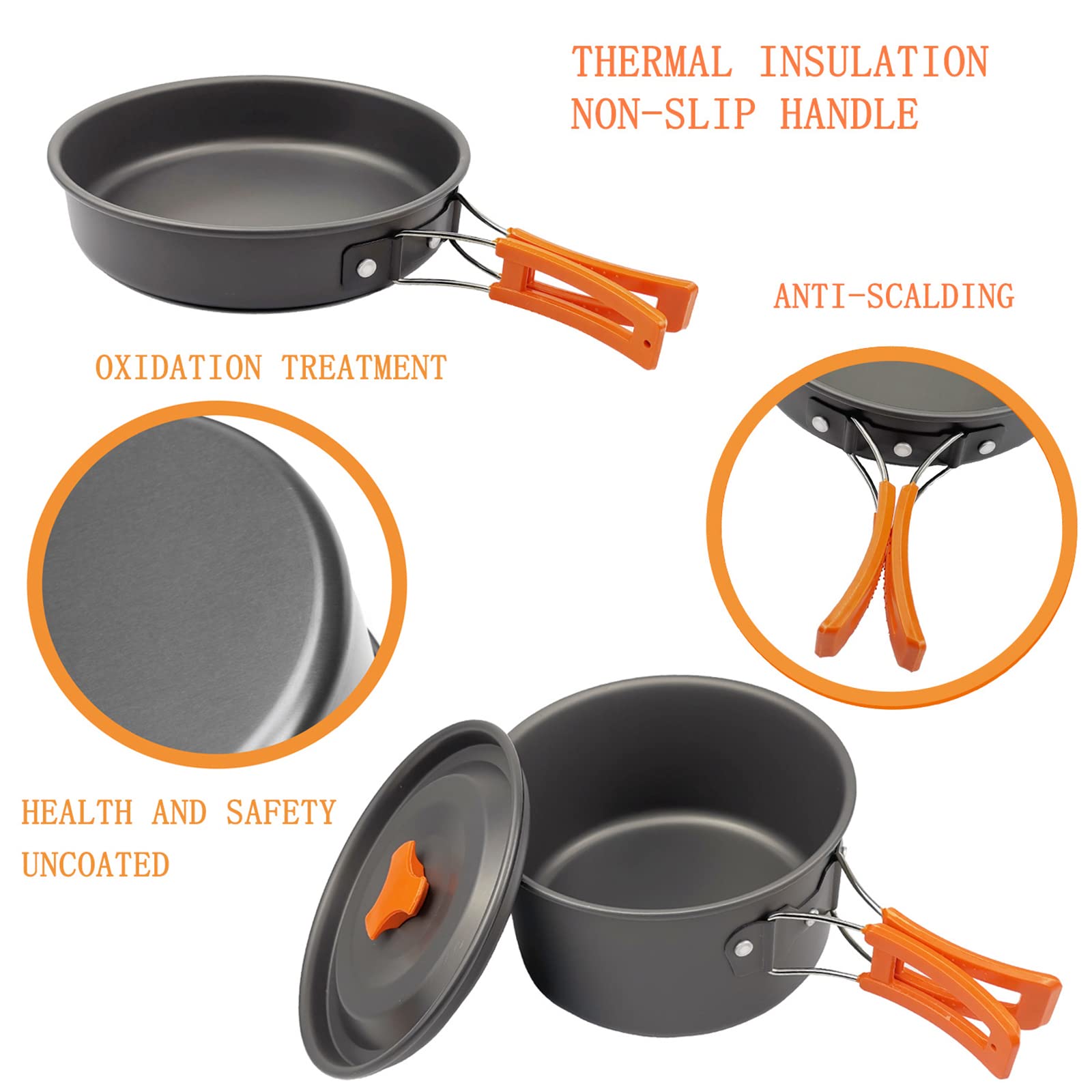 9-Piece Camping Cookware Set - Non-Stick Outdoor Cooking Pots, Teapot & Bowls - Lightweight Backpacking Mess Kit for Hiking, Picnic & Camping Trips | Perfect for RV, Survival & Outdoor Adventures