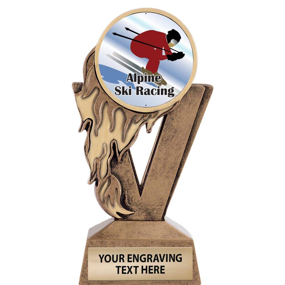 Custom Gold Alpine Ski Racing Trophy - 6.25