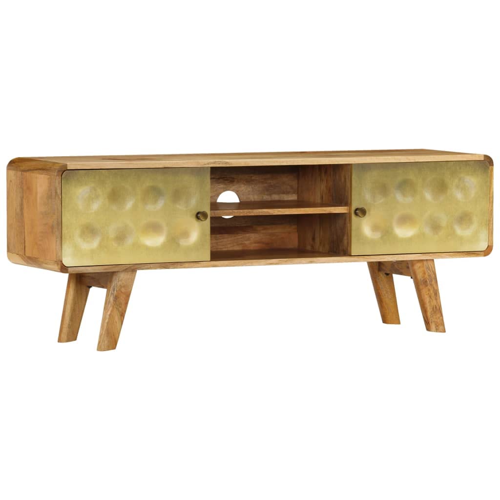 Vintage Mid-Century Modern TV Stand - 50 Inch Solid Mango Wood Entertainment Center with Storage (47.2