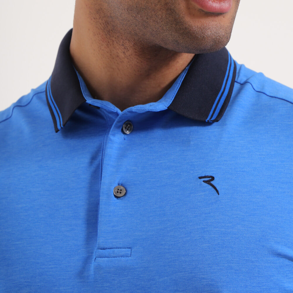 ALETTO Men's Lightweight Melange Sunblock Polo Shirt - UPF 50+ UV Protection, Breathable & Quick-Dry for Golf, Tennis & Outdoor Activities - Final Sale