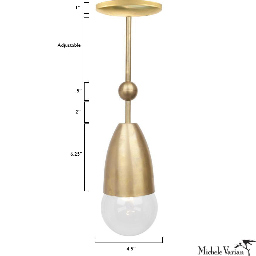 Vintage Brass Cup and Ball Pendant Light - Industrial Style Ceiling Fixture for Dining Room, Kitchen Island & Bedroom Lighting