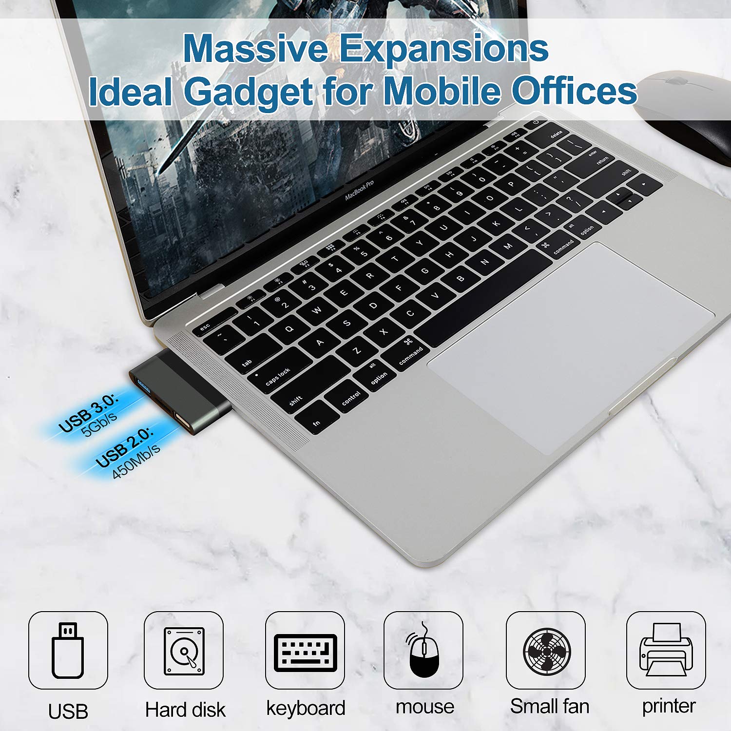 3-in-1 USB C Hub for iPad Pro & MacBook - USB 3.0 Port, microSD Card Reader - Compatible with iPad Pro 2020/2019/2018 & MacBook Pro/Air (Space Gray) - Perfect for Work, Travel & Home Office Connectivity