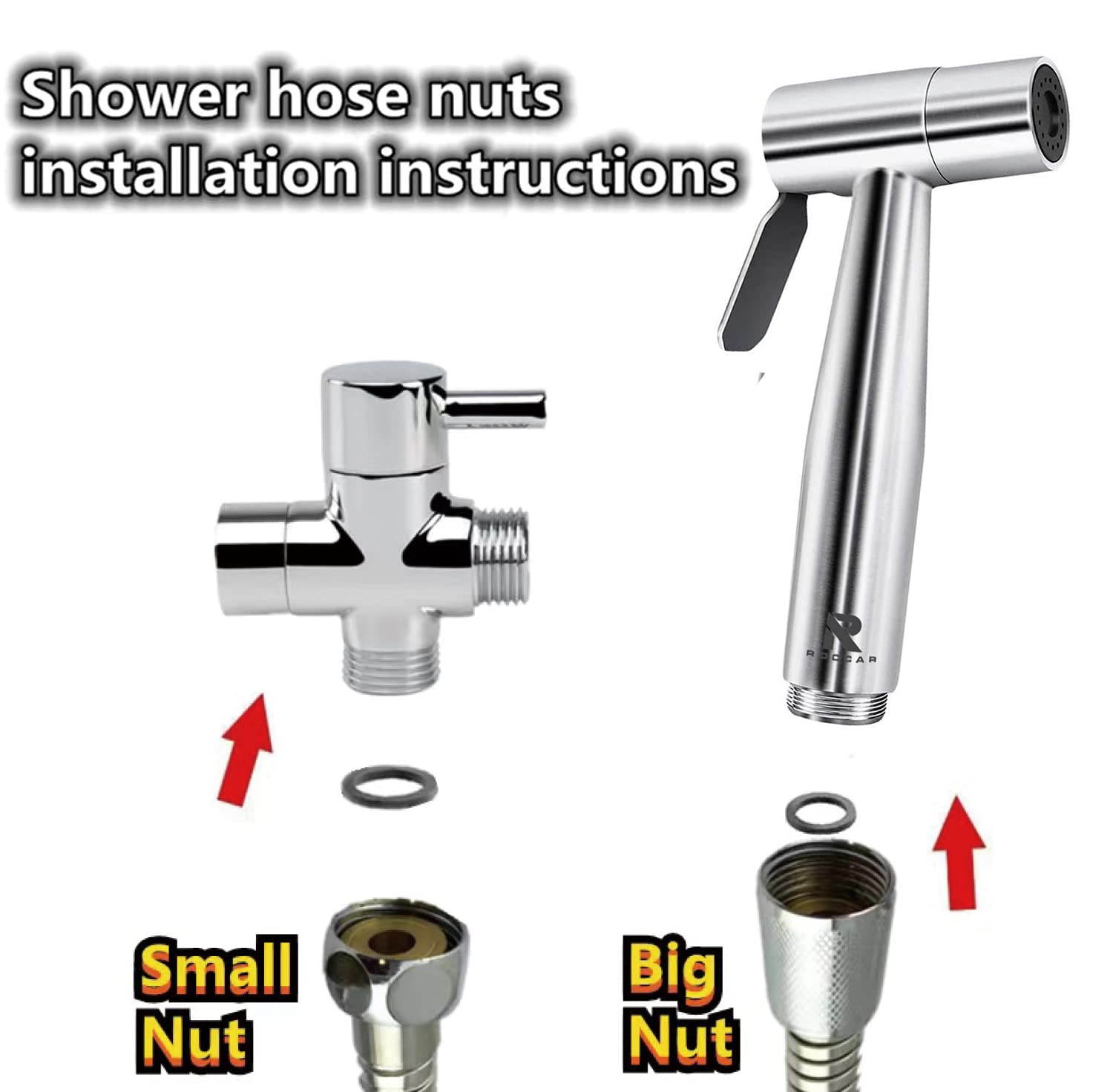 Roccar Handheld Bidet Sprayer for Toilet - Stainless Steel Hygienic Spray Attachment with Hose for Feminine Wash, Baby Cloth Diaper Cleaning, Pet Bathing & Bathroom Cleaning | Perfect for Toilet, Shower & Personal Hygiene Use