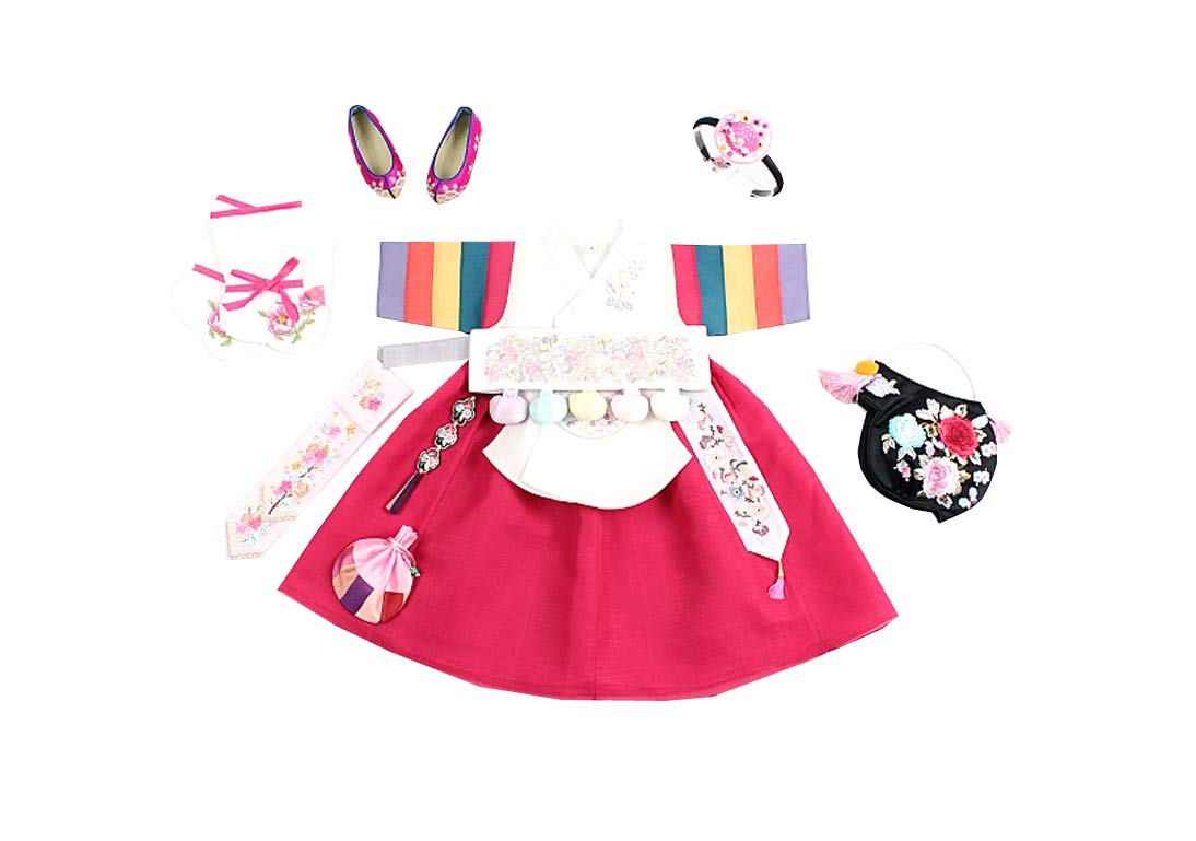 **Korean Traditional Hanbok Dress for Baby Girl - Vivid Red Dolbok First Birthday Party Outfit | Perfect for Dol Celebrations, Photos & Cultural Events**