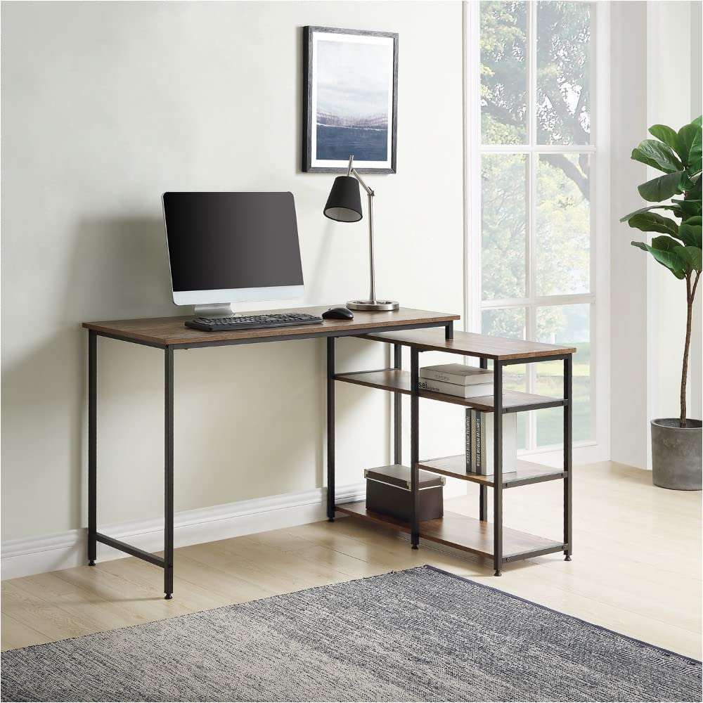 Vintage Industrial L-Shaped Computer Desk for Home Office - Left or Right Setup - Ergonomic Workspace Solution for Small Spaces & Gaming Setups