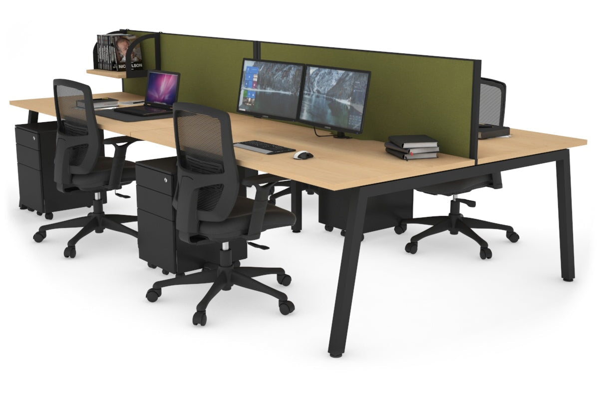 Quadro 4-Person Office Workstation Desk - 1200L x 800W with Cable Management Scallop - Perfect for Collaborative Workspaces, Team Meetings & Open Office Environments