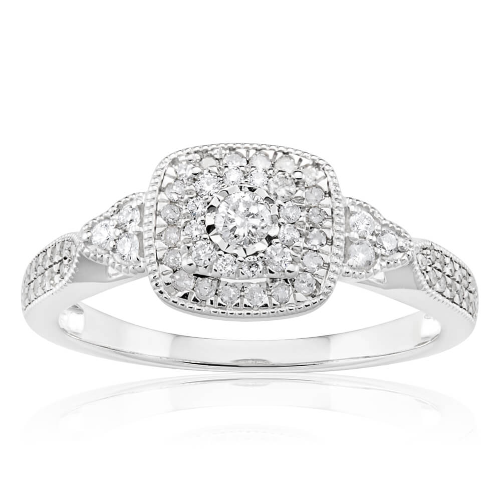 9ct White Gold Diamond Ring - 1/3 Carat Solitaire Engagement Ring for Women, Perfect for Proposals, Anniversaries & Special Occasions
