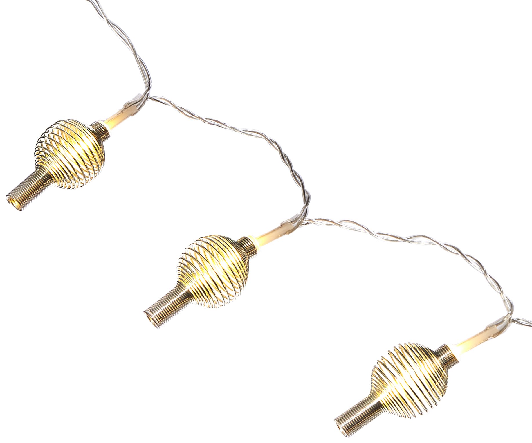 Kikkerland Silver Spiral String Lights - 20 LED Fairy Lights for Bedroom, Party, Wedding, Christmas Decorations | Indoor & Outdoor Use