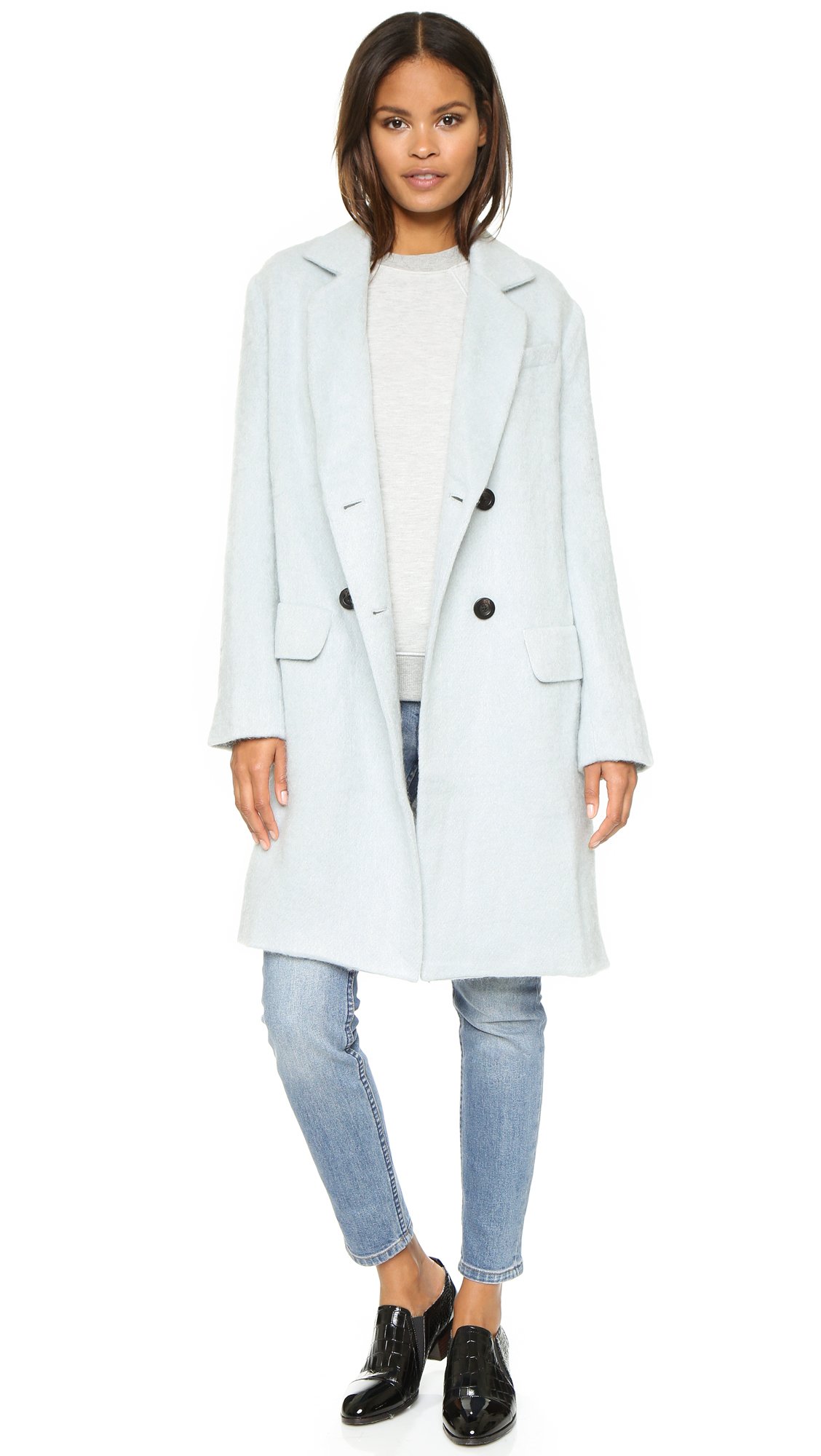 JOA Women's Double Breasted Wool Blend Trench Coat - Classic Winter Warm Long Jacket for Office, Dating & Formal Occasions