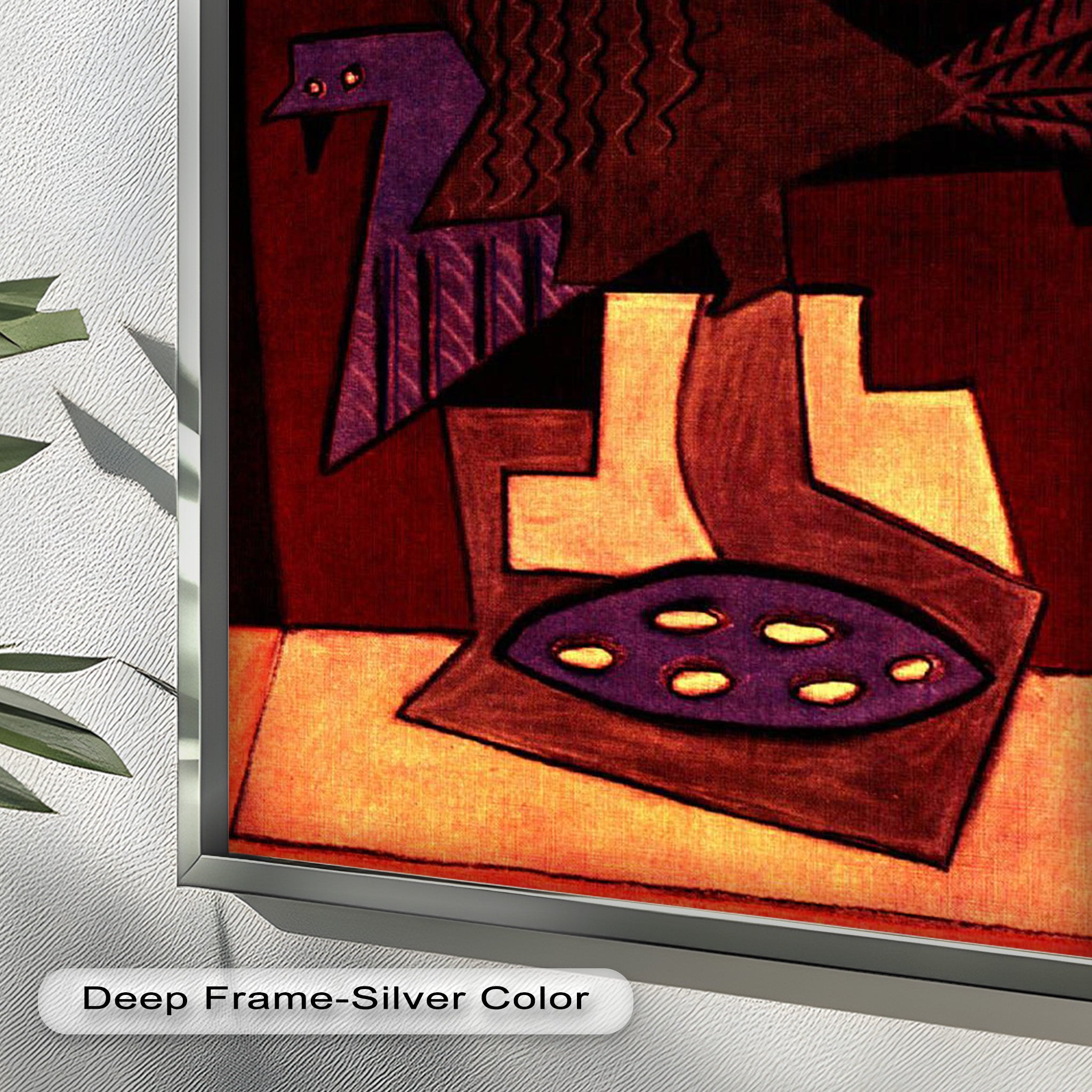 Abstract Bird & Bowl Cubist Oil Painting Wall Art - Modern Home Decor for Living Room, Bedroom & Office